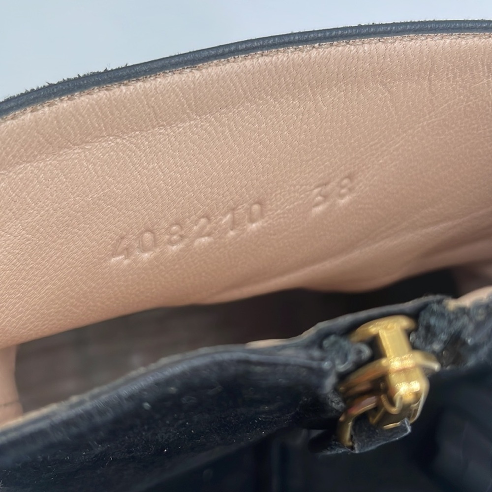 Gucci Black Suede leather Fringe trim GG marmont ankle boots 38 - Picture 6 of 11